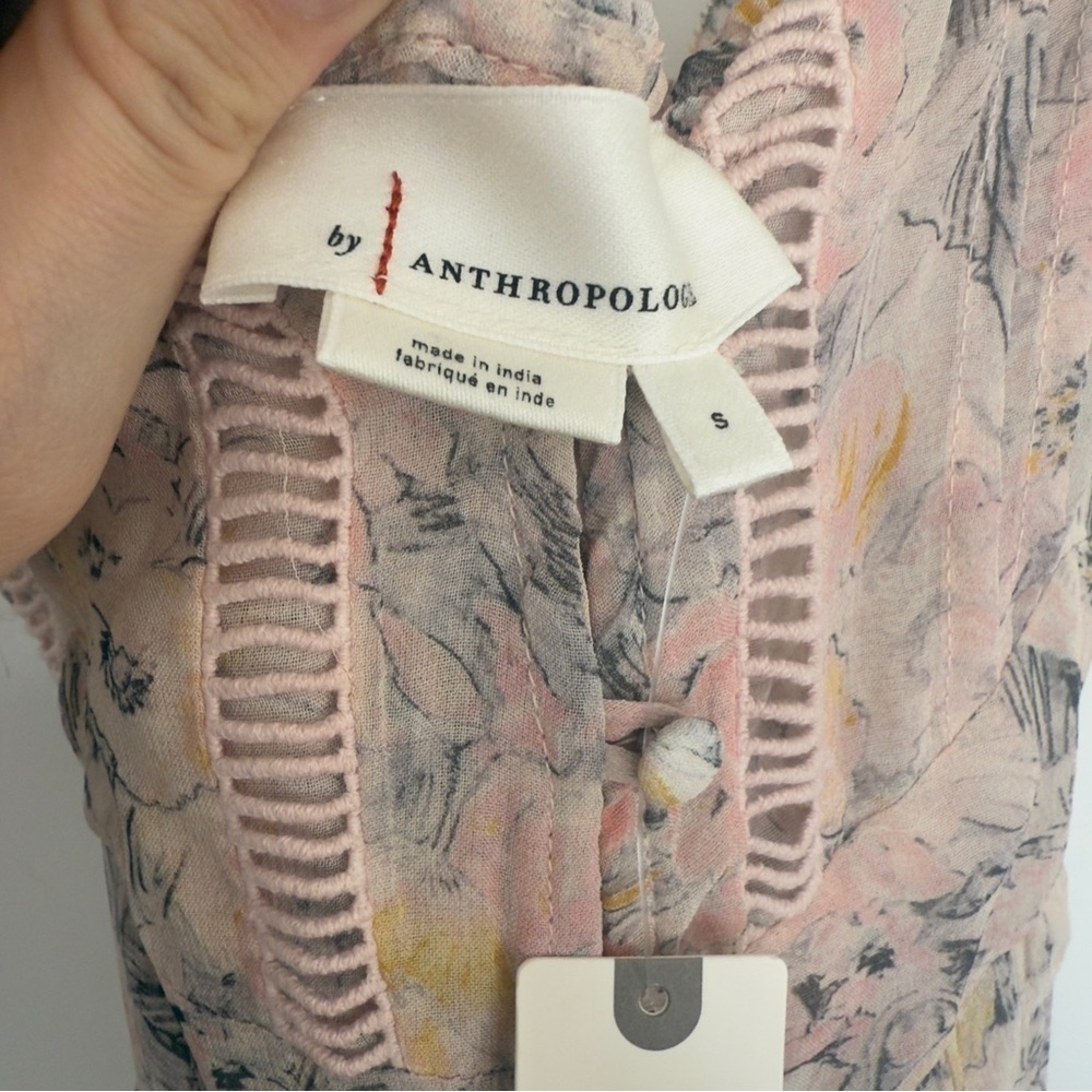NWT Anthropologie Sheer Floral Curtain Top Size: Small - Picture 5 of 7